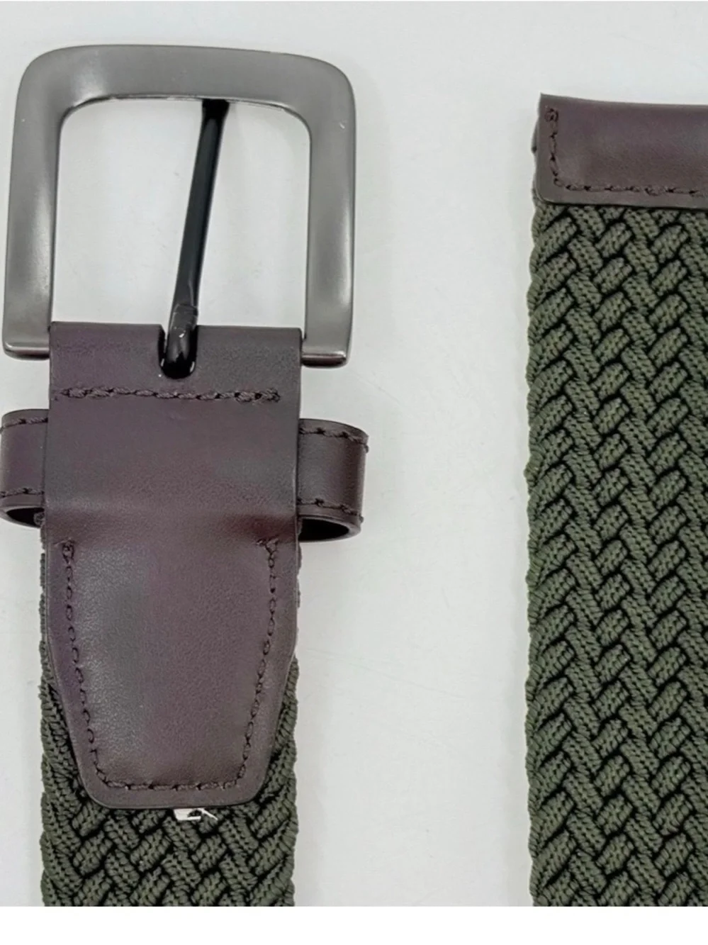 Nike G-Flex Men's Braided Stretch Belt in Olive Green with Matte Buckle